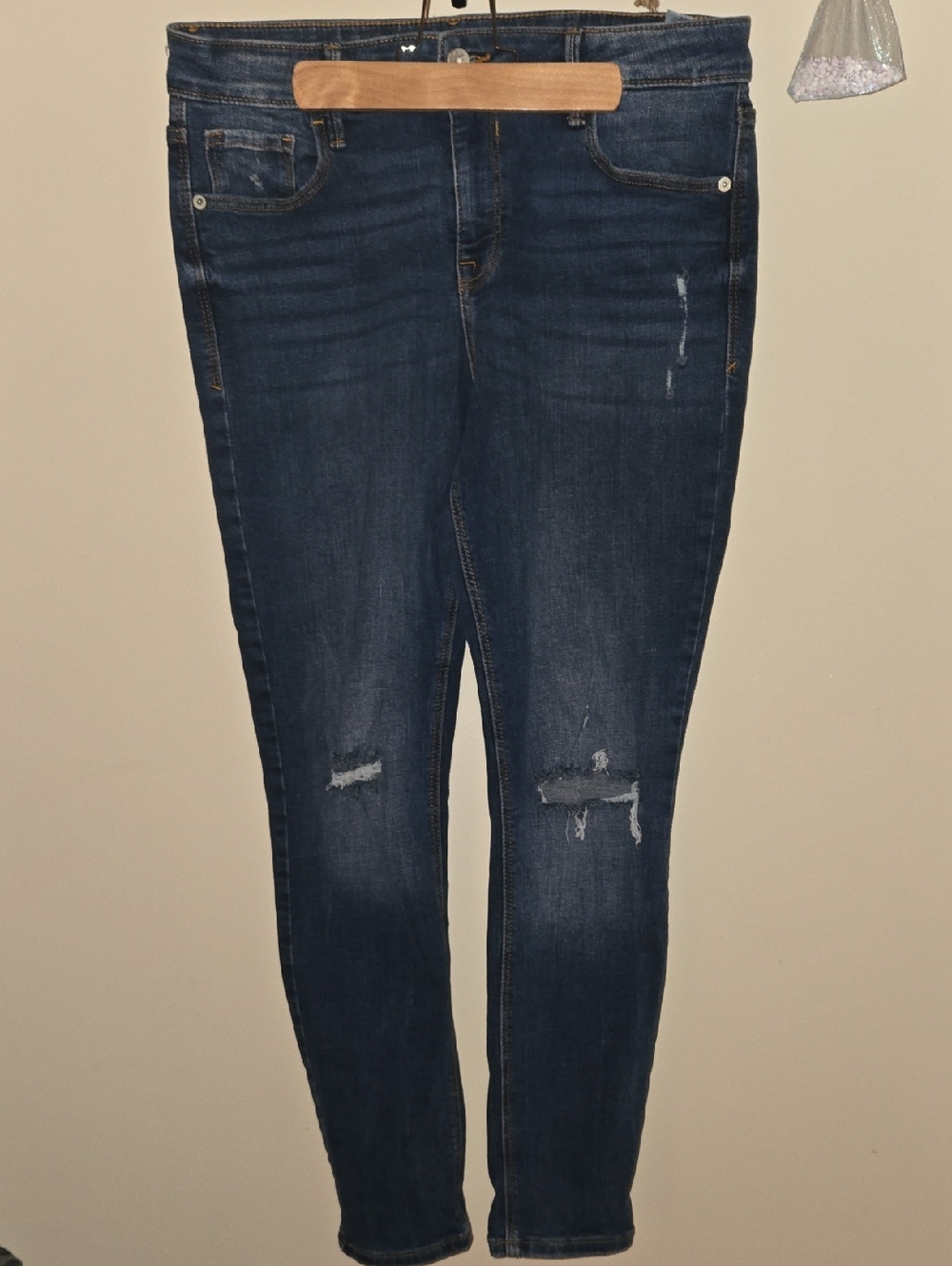 Old Navy Dark Blue Distressed Skinny Jeans